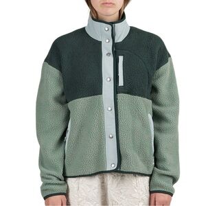 Thread & Supply Fleecy Snap Front Jacket Green